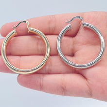 Load image into Gallery viewer, 18k Gold Filled Hoop Earrings: Thick Flat 40mm Everyday Hoops