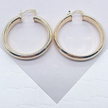 Load image into Gallery viewer, 18k Gold Filled Hoop Earrings: Thick Flat 40mm Everyday Hoops