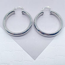 Load image into Gallery viewer, 18k Gold Filled Hoop Earrings: Thick Flat 40mm Everyday Hoops