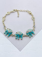 Load image into Gallery viewer, 18k Gold Filled Enamel Elephant Bracelet: Multi Color Puffy Jewelry