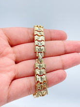 Load image into Gallery viewer, Vintage Style Diamond Cut 18k Gold Filled Thick Lotus Flower Bracelet