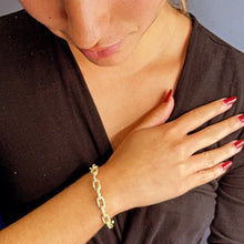 Load image into Gallery viewer, 18k Gold Filled Micro Pave Zirconia Puffy Mariner and Chunky Paper Clip Link Bangles