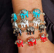 Load image into Gallery viewer, 18k Gold Filled Enamel Elephant Bracelet: Multi Color Puffy Jewelry