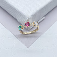 Load image into Gallery viewer, 18k Gold Filled Eternity Ring: Pink, Crystal, Green Cubic Zirconia