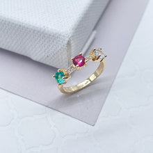 Load image into Gallery viewer, 18k Gold Filled Eternity Ring: Pink, Crystal, Green Cubic Zirconia
