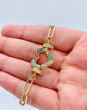 Load image into Gallery viewer, 18k Gold Filled Paper Clip Bracelet: Cubic Zirconia Heart Charm