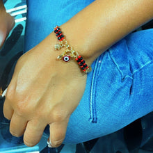 Load image into Gallery viewer, 18k Gold Filled Charm Bracelet: Figa Hand, Evil Eye, Elephant