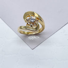 Load image into Gallery viewer, 18k Gold Filled Flower Ring With Cubic Zirconia Stones Surrounded With Gold
