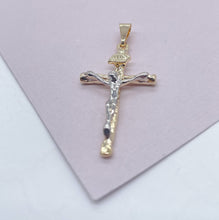 Load image into Gallery viewer, 18k Gold Filled Crucifix Cross: Two Tone Jesus Pendant