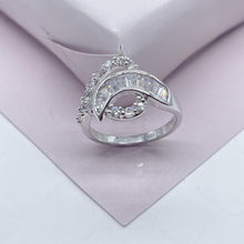 Load image into Gallery viewer, Silver Filled or Rose Gold Cubic Zirconia Mixed Baguette Zirconia Ring