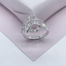 Load image into Gallery viewer, Silver Filled or Rose Gold Cubic Zirconia Mixed Baguette Zirconia Ring