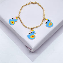 Load image into Gallery viewer, 18k Gold Filled Children’s Charm Bracelet: Elephant, Bee, Duck