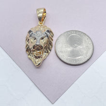 Load image into Gallery viewer, 18k Gold Filled Lion Head Pendant: Two Tone Charm