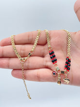 Load image into Gallery viewer, 18k Gold Filled Protection “Figa” Hand, Red Evil Eye, Luck Elephant Charm