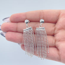Load image into Gallery viewer, Silver Filled Dangling Fringe Earrings