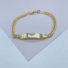 Load image into Gallery viewer, 18k Gold Filled Cuban Link ID Children’s Bracelet, Curb Chain Bar Bracelet Kids,