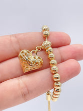Load image into Gallery viewer, 18k Gold Filled Beaded Bracelet: Patterned See-Through Heart
