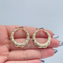 Load image into Gallery viewer, 18k Gold Filled Textured Bamboo Hoop Earrings Wholesale Jewelry Supplies