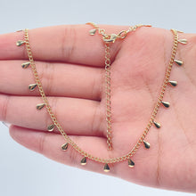 Load image into Gallery viewer, 18k Gold Filled Thin Curb Link Choker With Teardrop Fringe Charms Facing Outward