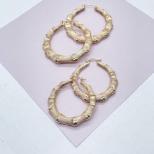 Load image into Gallery viewer, 18k Gold Filled Chunk Bamboo Hoop Earrings