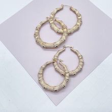 Load image into Gallery viewer, 18k Gold Filled Chunk Bamboo Hoop Earrings