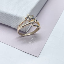 Load image into Gallery viewer, 18k Gold Filled Ring With Accented Gold And Cubic Zirconia Stone Flower