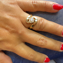 Load image into Gallery viewer, 18k Gold Filled Flower Ring With Cubic Zirconia Stones Surrounded With Gold