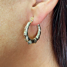 Load image into Gallery viewer, 18k Gold Filled Textured Bamboo Hoop Earrings Wholesale Jewelry Supplies
