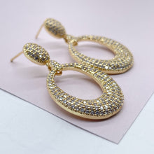 Load image into Gallery viewer, 18k Gold Filled Cubic Zirconia Oval Dangle Earrings