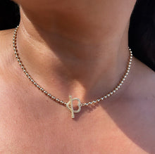Load image into Gallery viewer, 18k Gold Filled 3mm Beaded Necklace Featuring Toggle Heart Clasp
