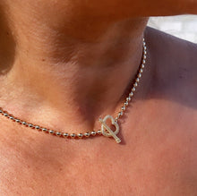 Load image into Gallery viewer, 18k Gold Filled 3mm Beaded Necklace Featuring Toggle Heart Clasp