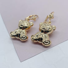Load image into Gallery viewer, 18k Gold Filled Chubby Teddy Bear Dangling Earrings Supplies