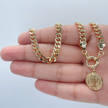 Load image into Gallery viewer, 18k Gold Filled Cuban Link Choker: St Benedict Charm