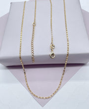 Load image into Gallery viewer, Dainty 18k Gold Filled 2mm Design Flat Fancy Chain Necklace for Wholesale