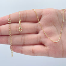 Load image into Gallery viewer, 18k Gold Filled 1mm Dainty Interspersed Bar Dash Box Chain Necklace Supplies Designers