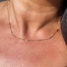 Load image into Gallery viewer, 18k Gold Filled 1mm Dainty Interspersed Bar Dash Box Chain Necklace Supplies Designers