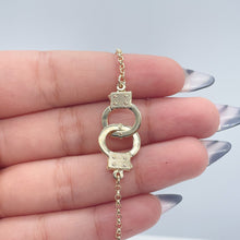 Load image into Gallery viewer, 18k Gold Filled Handcuff Charm Anklet On Rolo Chain