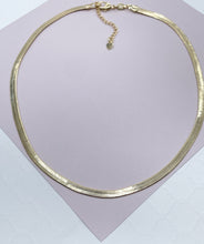 Load image into Gallery viewer, 18k Gold Filled Flexible Herringbone 4mm Chain Necklace & Bracelet