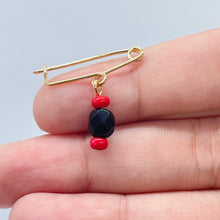 Load image into Gallery viewer, 18k Gold Filled Simulated Azabache Stone Safety Pin Babe Protection Good Luck tune Supplies