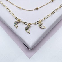 Load image into Gallery viewer, 18k Gold Filled Multi-Color CZ Butterfly Charm Anklet