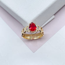 Load image into Gallery viewer, 18k Gold Filled Ring Featuring Solitaire Tear Drop Shaped Stone Available In Assorted Colors Jewelry