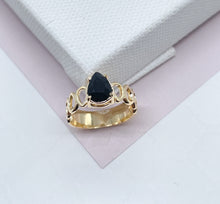 Load image into Gallery viewer, 18k Gold Filled Ring Featuring Solitaire Tear Drop Shaped Stone Available In Assorted Colors Jewelry