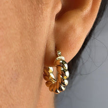 Load image into Gallery viewer, 18k Gold Filled Croissant Hoop Earrings: Chunky Twisted Jewelry