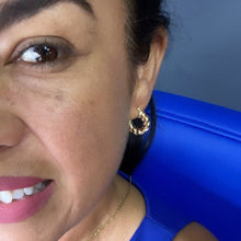 Load image into Gallery viewer, 18k Gold Filled Chunky Croissant Style Hoop Earrings, Very Light Hallowed