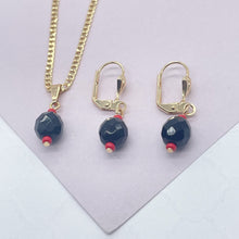 Load image into Gallery viewer, 18k Gold Filled Simulated Azabache Sets In Two Sizes Protection Jewelry Making Supplies