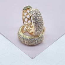 Load image into Gallery viewer, 18K Gold Filled Micro Pave Cubic Zirconia Clicker Hoop Earrings