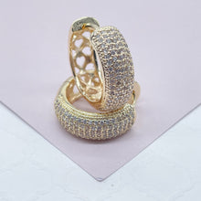 Load image into Gallery viewer, 18K Gold Filled Micro Pave Cubic Zirconia Clicker Hoop Earrings