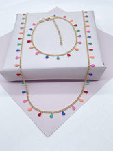 Load image into Gallery viewer, 18k Gold Filled Little Colorful Enamel Tear Drop Charms Set Necklace and Bracelet Supplies