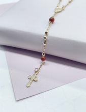 Load image into Gallery viewer, 18k Gold Filled Beaded Rosary With Brown Aventurine Beads With Guadalupe And
