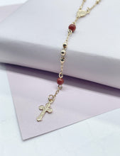 Load image into Gallery viewer, 18k Gold Filled Rosary: Brown Aventurine Beads, Victorian Cross